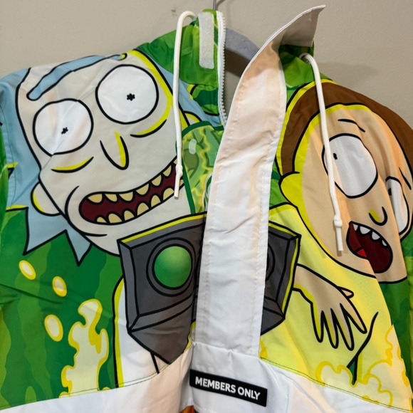 Members Only Windbreaker Jacket Mens Medium Multicolor Rick and Morty Insulated - Picture 9 of 12